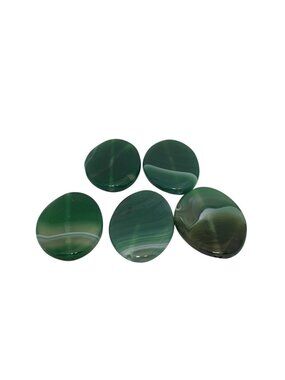 Lot Of 5 Focal Green Agate Beads For Jewelry (2027)